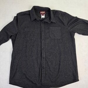 Alesbury Mens XL Houndstooth Button Down Shirt Charcoal Grey Stretch